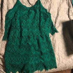 Green lace romper